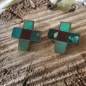 Antique Turquoise and coral earrings